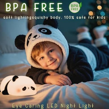 YR YRHH-PET Panda Cute Night Light, LED Panda Lamp, Dimmable Novelty Animal Light, Food Grade Silicone Squishy Nightlight, Light Up Desk Decor for Bedroom College Dorm, Boys Girls Cute Pandas Gifts - Image 4