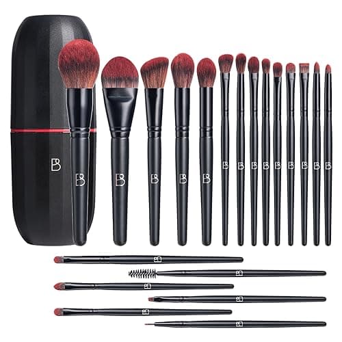 BS-MALL Makeup Brushes Set Professional – 20Pcs Premium Synthetic Foundation Powder Concealers Eye shadows Blush Makeup Brushes with Black case - Image 1