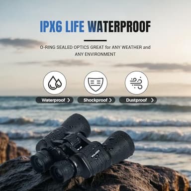 30x50 High Powered Binoculars for Adults, Waterproof Compact Binoculars with Low Light Vision for Bird Watching Hunting Football Games Travel Stargazing Cruise with Carrying Bag - Image 4