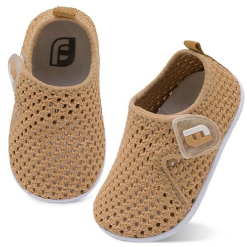 Baby Boys Girls Barefoot Swim Water Shoes Walking Sneakers for Beach Sandals Swim Pool Mesh Brown 18-24 Months Infant - Image 1