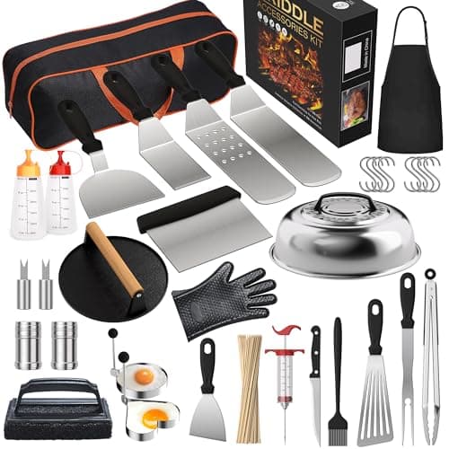 134 Pcs Griddle Accessories Kit for Blackstone - Perfect Flat Top Grill Accessories for Outdoor, Professional Round Melting Dome with Cast Iron Smash Burger Press for Barbecue. - Image 1