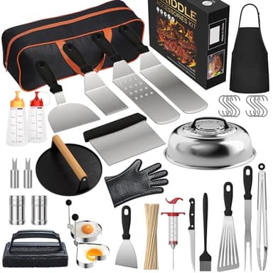 134 Pcs Griddle Accessories Kit for Blackstone - Perfect Flat Top Grill Accessories for Outdoor, Professional Round Melting Dome with Cast Iron Smash Burger Press for Barbecue. - Image 1