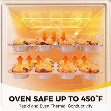 HONGBAKE Bakeware Sets, Baking Pans Set, Nonstick Oven Pan for Kitchen with Wider Grips, 10-Piece Including Rack, Cookie Sheet, Cake Pans, Loaf Pan, Muffin Pan, Pizza Pan - Pink - Image 6