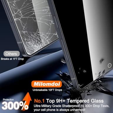 Milomdoi 3 Pack Privacy Screen Protector for Samsung Galaxy S25 Ultra Tempered Glass with 3 Pack Camera Lens Protector, Ultra 9H Accessories [Support Fingerprint Unlock] Black - Image 3