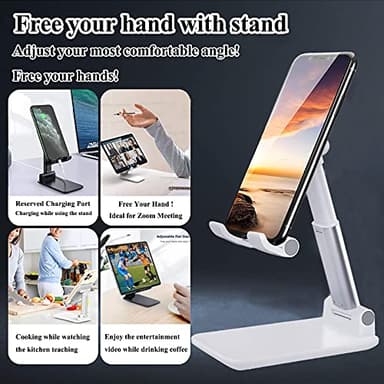 Meetuo 2 Pcs Cell Phone Stand, Adjustable Angle Height Phone Stand for Desk, Fully Foldable/Portable Phone Holder, Compatible for iPhone 16/15/14/13/12/Smartphones - Image 5
