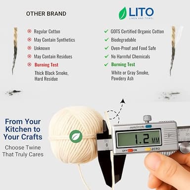 Organic Butcher’s Twine for Cooking & Trussing – 1.2mm Heavy-Duty Natural Cotton Kitchen Twine 200 Feet – Food-Safe, Oven-Safe String for Meat, Turkey, Baking, & Crafts - Image 5