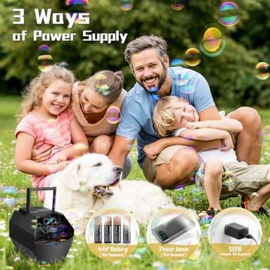 Theefun Bubble Machine: 500ML Automatic Bubble Blower Max 15000 Bubbles per Min for Kids and Toddlers, Battery or USB Operated Portable Bubble Maker for Parties Weddings Birthday Black - Image 5