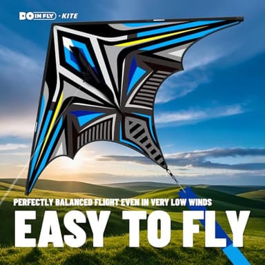 Doinfly Delta Mecha Kite for Kids & Adults, Easy to Fly for Beginner, 55 x 36 Inches, Best Kites for Beach Days & Park Fun and Family Outdoor Activities（Blue） - Image 5