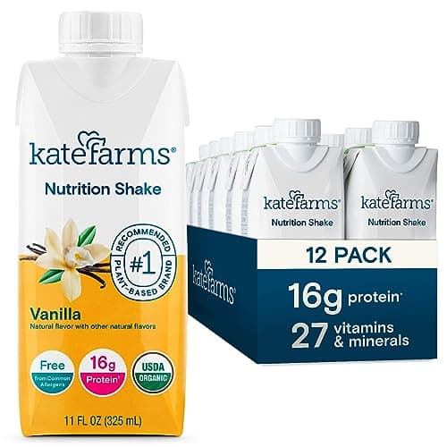 KATE FARMS Organic Nutrition Shake, Vanilla, 16g Protein, 27 Vitamins and Minerals, Protein Meal Replacement Drink, Protein Shake, 11 oz (12 Pack) - Image 1
