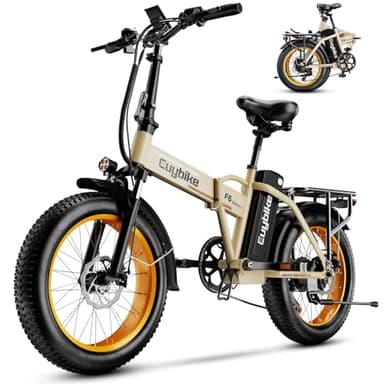 1000W Folding Electric Bike, 48V 20AH Large Removable Battery E Bike, 30+MPH, 80 Miles Max Range, 20" Fat Tire Electric Bicycle for Adults, Adult Electric Bicycles for Commute Beach Snow,Sandstorm - Image 1