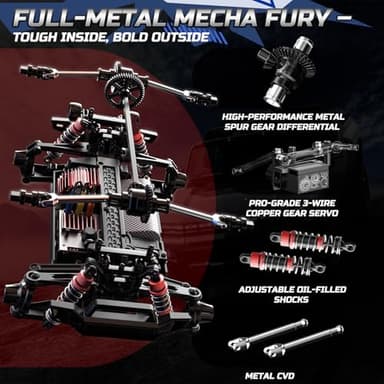 DEERC Brushless Fast RC Cars for Boys & Adults, 55KM/H, 1:18 Off-Road RC Truck, All Terrain 4x4 Racing Mecha Car, 50 Mins, Waterproof Remote Control Monster Truck, Compatible with 3S Battery - Image 3