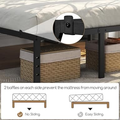 Yaheetech 18 Inch Tall Metal Bed Frame Queen Platform Bed Frame with Storage Space,Sturdy Slat Support,Easy Assembly,No Box Spring Needed,Black - Image 8