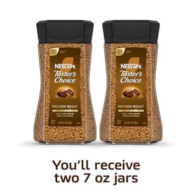 NESCAFÉ Taster's Choice Instant Coffee, Dark Roast Coffee, French Roast, 2 Jars (7 Oz Each) - Image 2