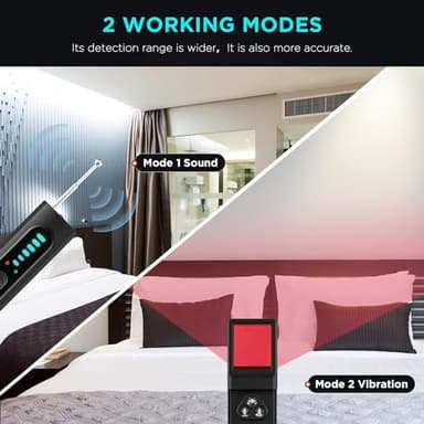 Hidden Camera Detectors,Bug Detector Anti Spy Camera Finder,GPS Tracker Detector Hidden Device Detector,Signal Scanner for Hotels Car Home Travel,6 Levels Sensitivity 4 Modes, 30H Working Time(Black) - Image 8