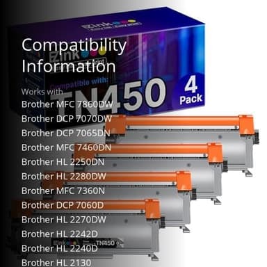 E-Z Ink Compatible Toner Cartridge Replacement for Brother TN450 TN420 TN-450 TN-420 Compatible with HL-2270DW HL-2280DW HL-2230 HL-2240 MFC-7360N MFC-7860DW DCP-7065DN Intellifax 2840(4 Pack, Black) - Image 3