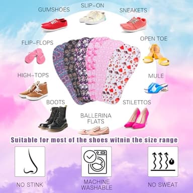Velmitten 6 Pairs No Show Socks Sockless Shoe Liner Washable Barefoot Shoe Insoles No Slipping Inserts for Women Man(Soft Style) - Image 5