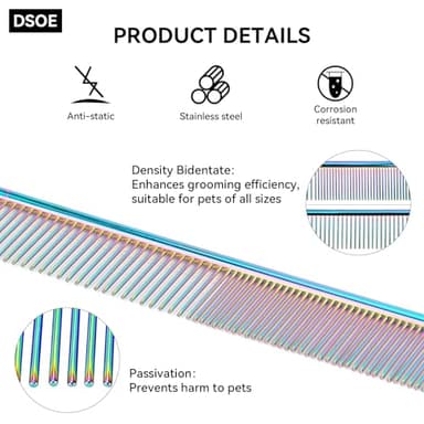 DSOE Metal Dog Comb for Removing Knots and Tangles, Cats with Long Hair - Image 3