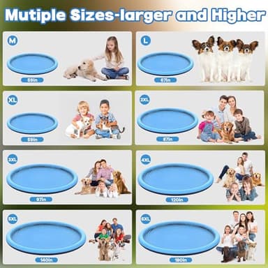 CACSPS 140" Non-Slip Splash Pad for Kids and Dog, Thicken Sprinkler Pool Summer Outdoor Water Toys, Extra Large Backyard Wading Pool for Children Boys & Girls or Pet Dog (Blue) - Image 3
