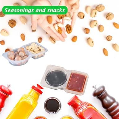 JEFBURCH 16Pcs Double Compartment Snack Containers, Reusable with Lid, 2 Compartment Lunch Box, Travel Size Condiments, Sauce Containers - Image 2