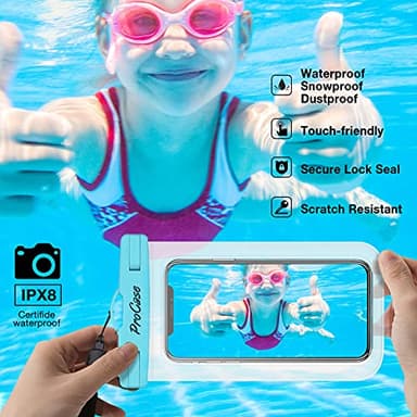 ProCase 4 Pack Waterproof Phone Pouch Dry Bag Underwater Case for iPhone 16 15 14 13 12 11 Pro Plus Max Mini Xs XR X 8 7, Galaxy S23 S22 S21 Ultra Note up to 7" -Blue Green Pink Yellow - Image 5