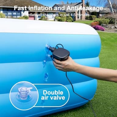 Large Inflatable Pool with Canopy - 145'' x 74'' x 22'' Oversized Thickened Blow Up Pool for Family, Extra Large Swimming Pool with Pump for Backyard, Garden and Outdoor Fun - Image 6