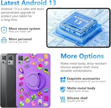 Android Tablet 12 Inch with 8GB RAM 256GB ROM, Octa-Core 2.0Ghz Processor, 2000 * 1200 FHD IPS Touch Screen, 5MP+13MP Dual Camera, 8000mAh Battery, 2K Android 13 Tablet, 5G WiFi, Bluetooth 5.0,GPS - Image 4