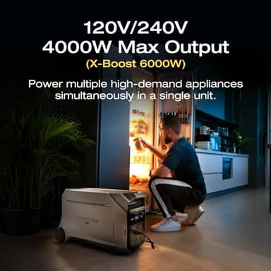 EF ECOFLOW DELTA Pro 3 Portable Power Station, 4096Wh LFP Battery, Expandable to 48kWh, 120/240V 4000W AC Output, Solar Generator for Home Use, Camping Accessories, Emergencies, Power Outages, RVs - Image 2