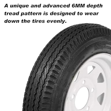 YUANXING Trailer Tires on Rim 4.80-12 480-12 4.80 X 12 Load Range C，5 Lug 12 in.Wheel White - 5 on 4.5"，Set of 2 - Image 6