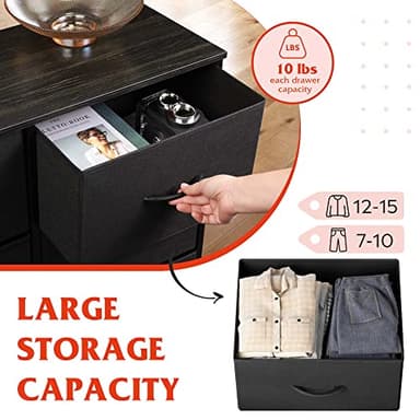 WLIVE Tall Black Dresser for Bedroom with 10 Drawers, Chest of Drawers, Dressers Bedroom Furniture, Storage Organizer Unit with Fabric Bins for Closet, Hallway, Living Room, Entryway - Image 5