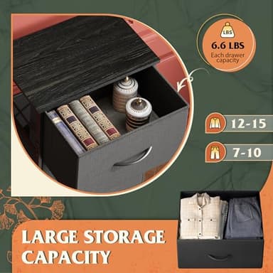 WLIVE Dresser with 4 Drawers, Fabric Storage Tower, Organizer Unit for Bedroom, Hallway, Entryway, Closets, Sturdy Steel Frame, Wood Top, Easy Pull Handle, Charcoal Black - Image 5