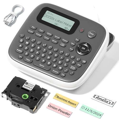 Label Maker Machine with Tapes, Label Makers, Label Maker Waterproof-Labels, Labeler Machine with-Tape 12mm 0.47 Laminated White, D210s Inkless Portable Labeling Machine for Home School Office - Image 1