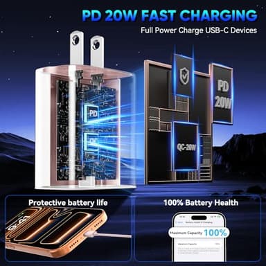 Phone 17 16 15 Pro Charger Fast Charging, 20W USB C Fast Charger Block with 3FT Long Type C Chargers Fast Charging Cable Cord for Phone 17/17 Pro/17 Pro Max/Air/16 Pro Max/16 Pro/15Pro Max/Pro, S24 - Image 5