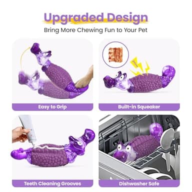 HGB Tough Dog Toys for Aggressive Chewers, Squeaky Indestructible Dog Toy to Keep Them Busy & Reduce Boredom for Small, Medium, Large Breeds, Bacon Flavor - Image 8