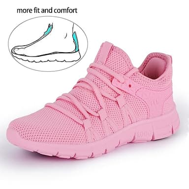 INZCOU Running Walking Shoes Lightweight Tennis Shoes Non Slip Gym Workout Shoes Breathable Mesh Walking Sneakers Pink Purple 7.5women / 6.5men - Image 4