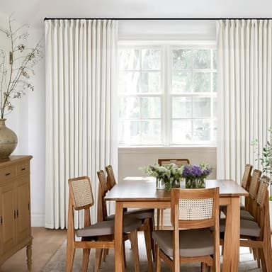 Pinch Pleated Linen Curtains 108 Inches Long for Living Room 2 Panels Set Cream Ivory Flax Double Pleated Drapes Back Tab Neutral Boho Ceiling Floor 108 Inch Window Curtains Bedroom Natural Birch - Image 7