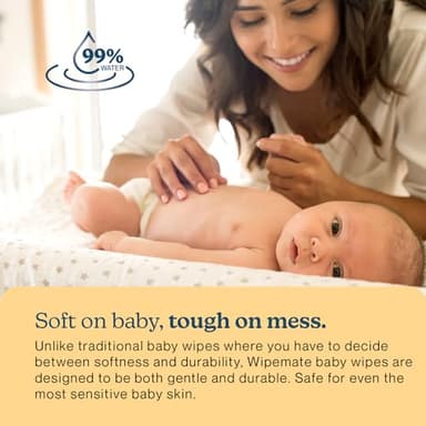 Wipemate EWG-Verified Premium Baby Wipes, 99% Water-Based, Plastic-Free, Ultra-Soft Plant-Based Wipe, Chlorine/Alcohol-Free, pH-Balanced, Hypoallergenic Cruelty-Free with Durable Flip-Top Lid 720-Ct - Image 2