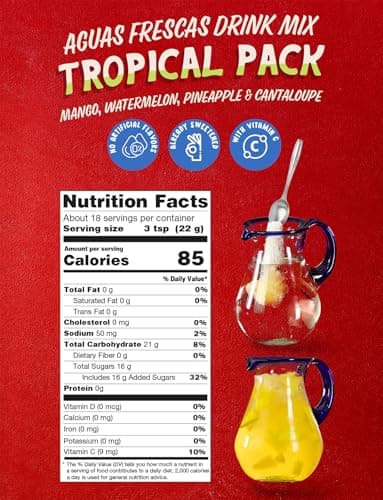 Klass Aguas Frescas Drink Mix Tropical Variety Pack, Watermelon, Cantaloupe, Mango & Pineapple Drinks Flavors, From Natural Sources, With Vitamin C (Makes 7 to 9 Quarts) 14.1 Oz Family Pack (4-Pack) - Image 2