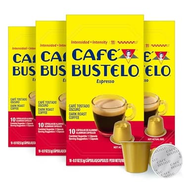Café Bustelo Aluminum Espresso Capsules, Dark Roast Coffee, Nespresso Original Line Compatible, Intensity 11, 40 Count - Image 1