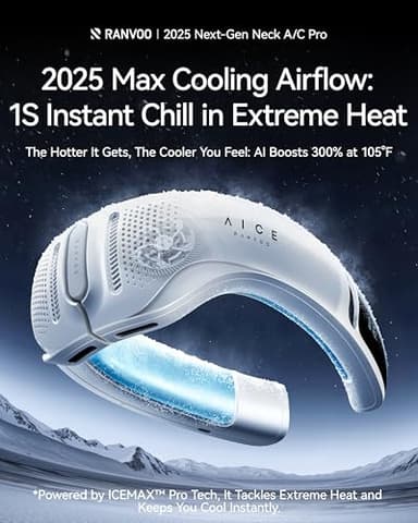 RANVOO AICE LITE Plus 2025 Max Cooling Airflow [No.1 Coolest & Most Durable] Neck Air Conditioner, Ultimate Immersive Personal AC 6000 mAh Rechargeable Neck Fan Blow Cold Air, Gifts for Mom/Dad, White - Image 2