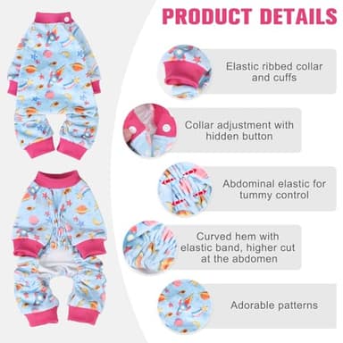 BEAUTYZOO Dog Pajamas Large Sized Dog, Summer Doggie Pajamas for Boy Girl, Soft Strechy Cotton Puppy Pjs Jammies Onesies for Men Women, Pet Jumpsuit Body Suit Cat Apparel Clothes, Blue L - Image 5