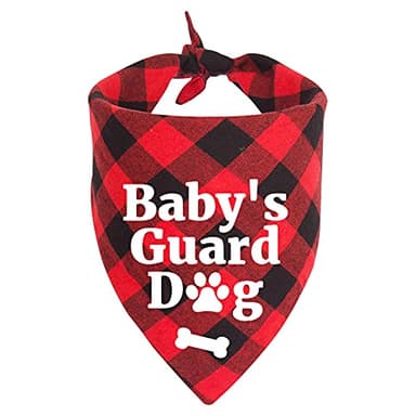 YHTWIN Funny Cute Red Plaid Cotton Triangle Pet Dog Bandanas, Baby's Guard Security Dog Scarf Accessories Props Decorations, Dog Birthday Party Photograph Props for Pet Lovers Owner Gift - Image 1