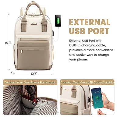 LOVEVOOK Backpack purse for Women, 14 Inch Laptop backpack with USB Port, Cute Waterproof Backpacks Stylish Travel Bags Vintage Daypacks Bookbag for College School Work - Image 5