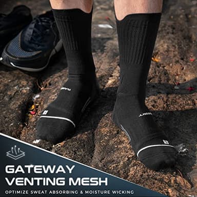 Compression Running Socks 3 Pairs, Cushion Crew Socks, Anti-Blister Moisture Wicking Athletic Hiking Basketball Socks - Image 3
