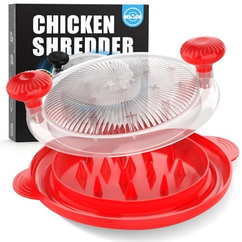 Pro Chicken Shredder 10.8 inch, Chicken Breast Shredder Tool Twist Large, Visible Meat Shredder Machine with Widened Anti Slip Mat Fix, Chicken Grinder Suitable for Pork, Beef, Dishwasher(Red) - Image 1