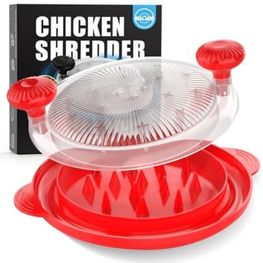 Pro Chicken Shredder 10.8 inch, Chicken Breast Shredder Tool Twist Large, Visible Meat Shredder Machine with Widened Anti Slip Mat Fix, Chicken Grinder Suitable for Pork, Beef, Dishwasher(Red) - Image 1