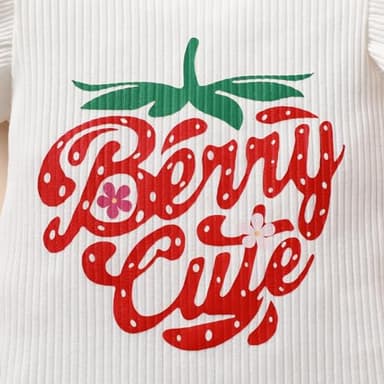 Tiny Cutey Baby Girl Clothes Infant Summer Outfits Set Ruffle Sleeve Romper and Floral Shorts with Headband (Strawberry romper shorts set,0-3 Months) - Image 4