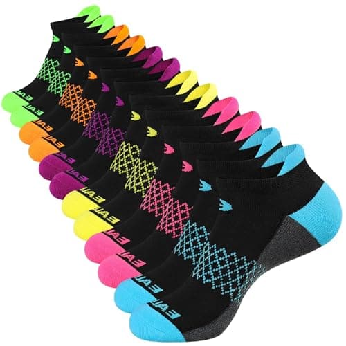 eallco Womens Ankle Socks 6 Pairs Running Athletic Cushioned Sole Socks With Tab - Image 1