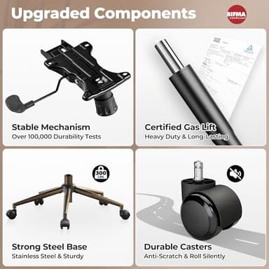 ovios Ergonomic Home Office Chair, Mid-Century Modern Faux Leather Chairs with Thickened Cushions, Comfy High Back Swivel Rolling Executive Computer Armchair (Brown, Suede Leather) - Image 7