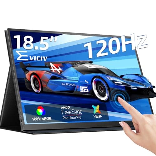 EVICIV 18.5” Portable Monitor Touchscreen | 120HZ 1ms Gaming Monitor | FreeSync, HDR | 400Nits | 1080P FHD IPS | 100% sRGB | VESA & Smart Case | Large Travel External Second Screen for Laptop, Switch
