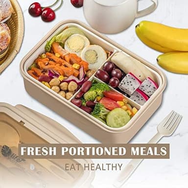 LOVINA Bento Box for Adults and Kids - 1400ML Portable, Lightweight, Easy to Carry Meal Holder with Spoon & Fork, Durable, Leak-Proof, BPA-Free and Food-Safe Materials - Image 6